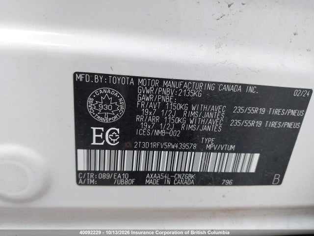Aukcja sprzedaży 2024 Toyota Rav4, vin: 2T3D1RFV5RW439578, numer aukcji: 40092229