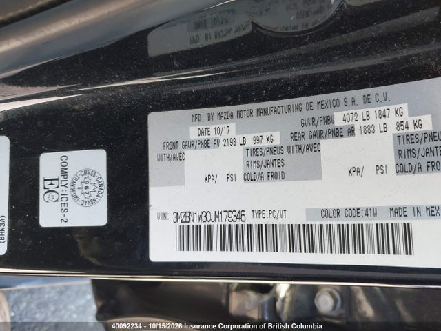 3MZBN1W30JM179346 Mazda 3 Grand Touring