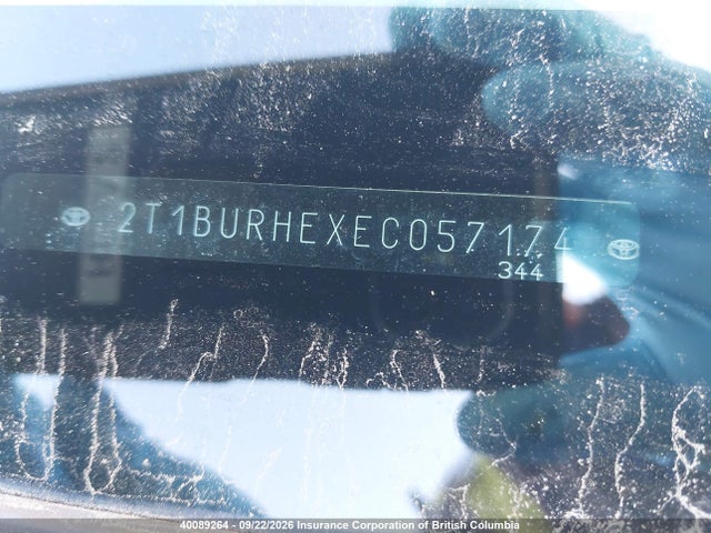 40089264 :رقم المزاد ، 2T1BURHEXEC057174 vin ، 2014 Toyota Corolla L/le/le Pls/prm/s/s Pls مزاد بيع