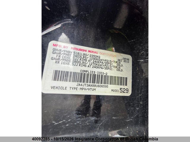 Продаж на аукціоні авто 2011 Mitsubishi Outlander Se, vin: JA4JT3AX8BU606595, номер лоту: 40092285