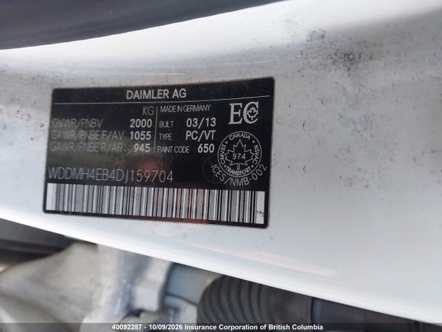 Aukcja sprzedaży 2013 Mercedes-benz B250, vin: WDDMH4EB4DJ159704, numer aukcji: 40092287