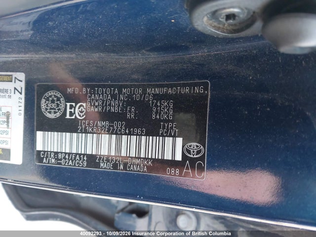 Aukcja sprzedaży 2007 Toyota Corolla Matrix Xr, vin: 2T1KR32E77C641963, numer aukcji: 40092293