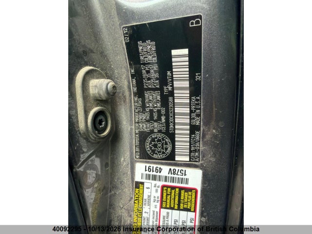 Aukcja sprzedaży 2012 Toyota Sienna Le 8 Passenger, vin: 5TDKK3DCXCS230588, numer aukcji: 40092295