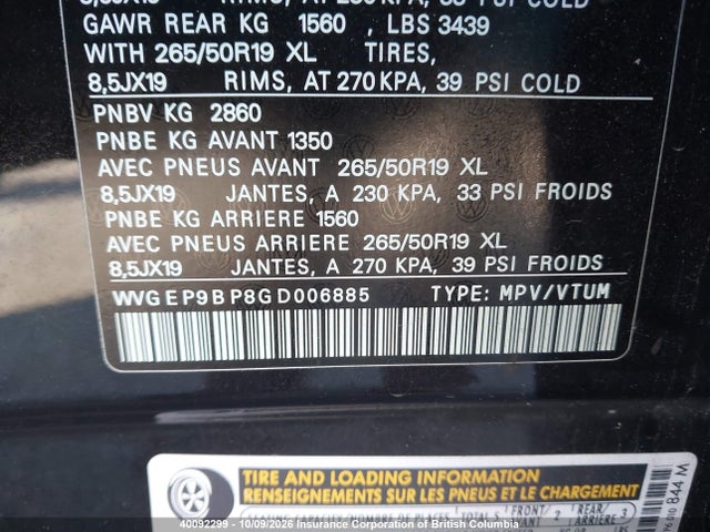 Aukcja sprzedaży 2016 Volkswagen Touareg Tdi/sport/lux/executive, vin: WVGEP9BP8GD006885, numer aukcji: 40092299