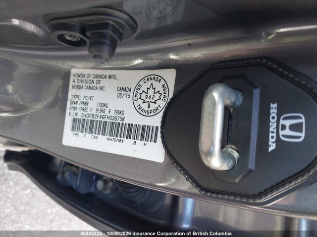 Продаж на аукціоні авто 2015 Honda Civic, vin: 2HGFB2F46FH036758, номер лоту: 40092322