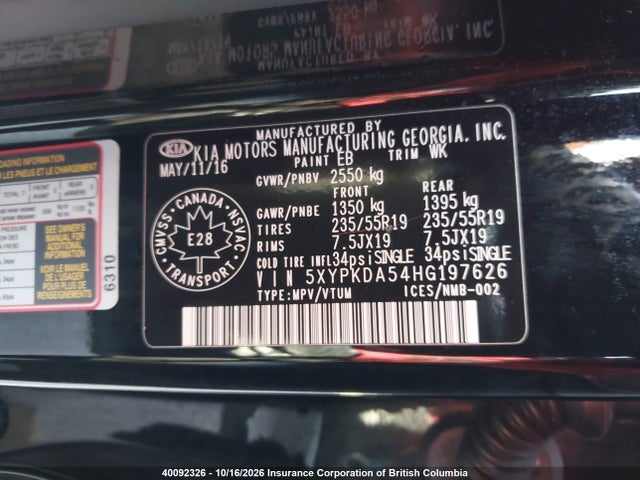 5XYPKDA54HG197626 KIA Sorento Sx/sx Limited
