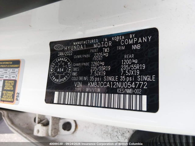 Hyundai Tucson Luxury/ultimate 2022 KM8JCCA12NU054772 Image 9