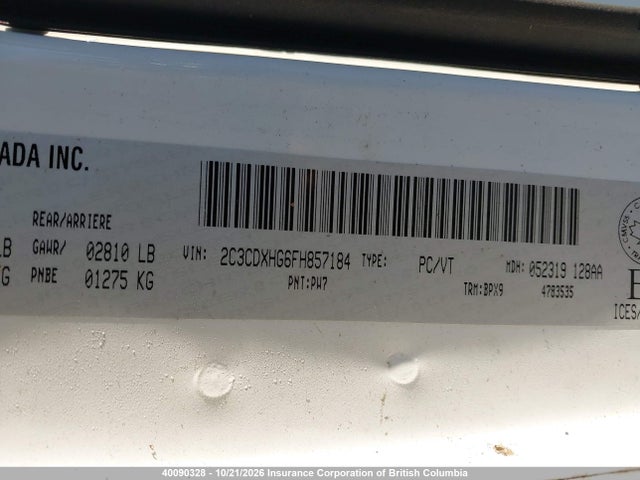 Dodge Charger Sxt 2015 2C3CDXHG6FH857184 Image 9