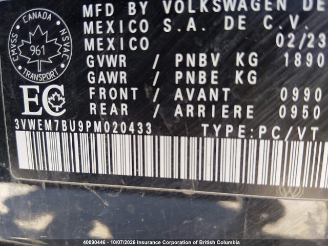 Aukcja sprzedaży 2023 Volkswagen Jetta Se, vin: 3VWEM7BU9PM020433, numer aukcji: 40090446