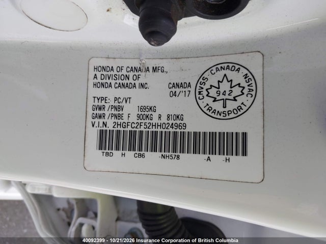 2HGFC2F52HH024969 Honda Civic