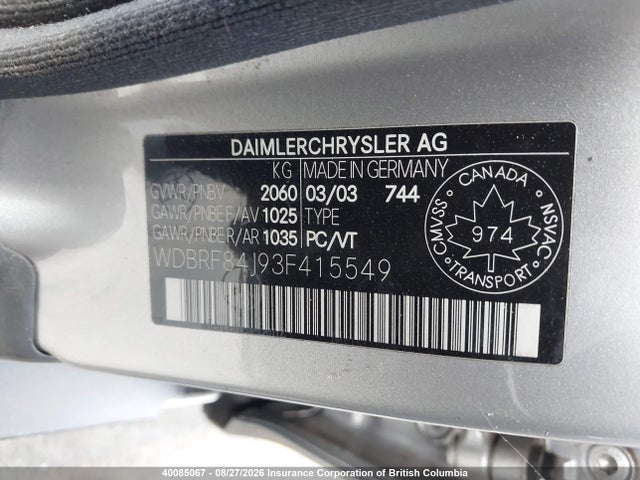 Продажа на аукционе авто 2003 Mercedes-benz C 320 4matic, vin: WDBRF84J93F415549, номер лота: 40085067