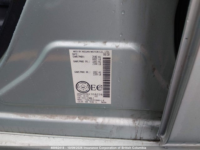 1N4AZ1CP6JC316226 Nissan Leaf