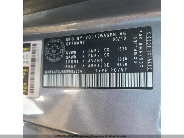 Продаж на аукціоні авто 2011 Volkswagen Golf, vin: WVWAA7AJ6BW086996, номер лоту: 40092427