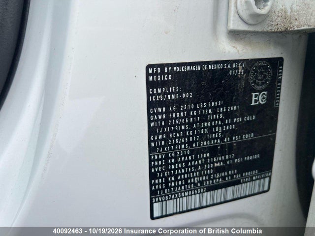 3VV0B7AX5NM065897 Volkswagen Tiguan Trendline