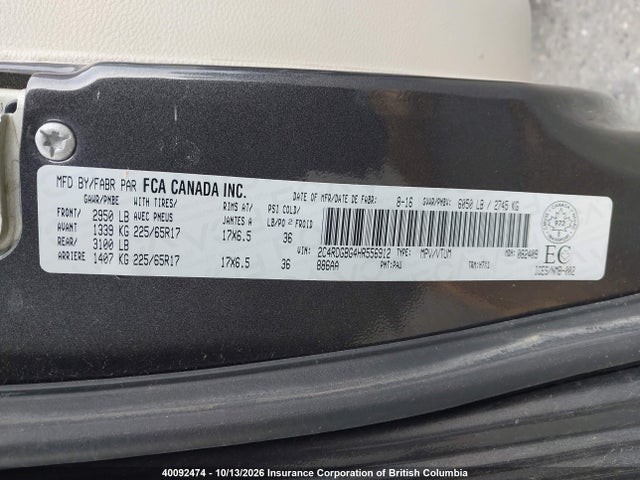 40092474 :رقم المزاد ، 2C4RDGBG4HR556912 vin ، 2017 Dodge Grand Caravan Se مزاد بيع