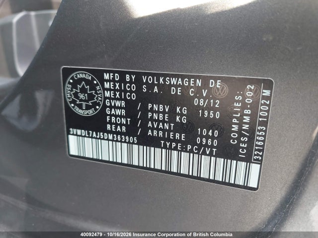 Продаж на аукціоні авто 2013 Volkswagen Jetta, vin: 3VWDL7AJ5DM363905, номер лоту: 40092479