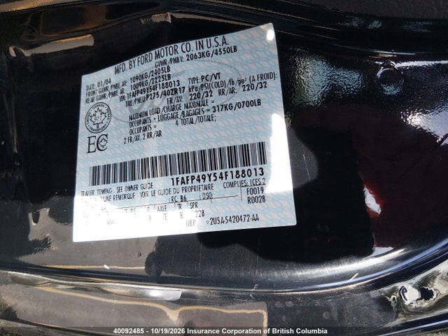Aukcja sprzedaży 2004 Ford Mustang Cobra Svt, vin: 1FAFP49Y54F188013, numer aukcji: 40092485