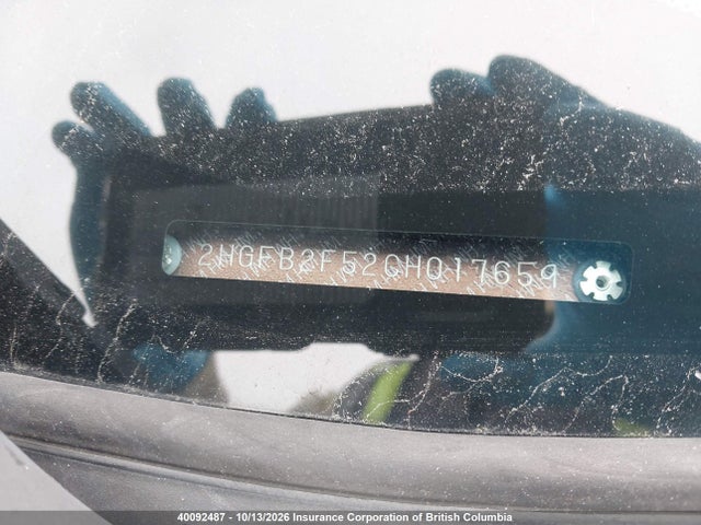 Продаж на аукціоні авто 2012 Honda Civic, vin: 2HGFB2F52CH017659, номер лоту: 40092487