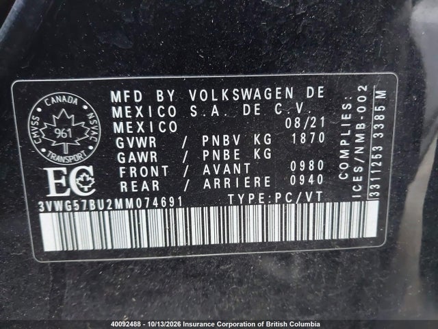 3VWG57BU2MM074691 Volkswagen Jetta