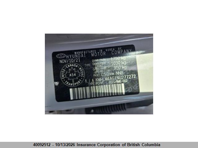 40092512 :رقم المزاد ، KMHLM4AG1NU277272 vin ، 2022 Hyundai Elantra Sel مزاد بيع