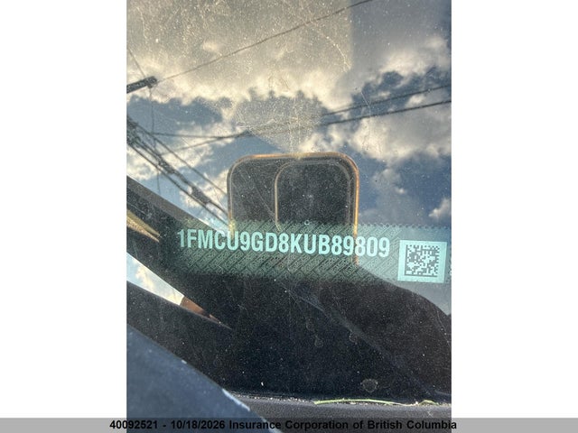 Auction sale of the 2019 Ford Escape Se, vin: 1FMCU9GD8KUB89809, lot number: 40092521