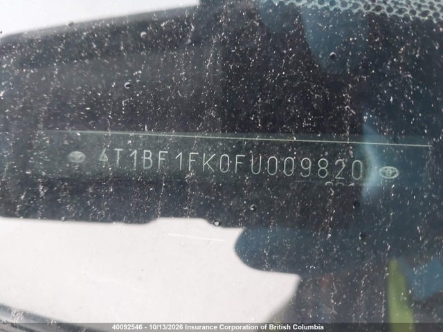 2015 Toyota Camry მანქანა იყიდება აუქციონზე, vin: 4T1BF1FK0FU009820, აუქციონის ნომერი: 40092546