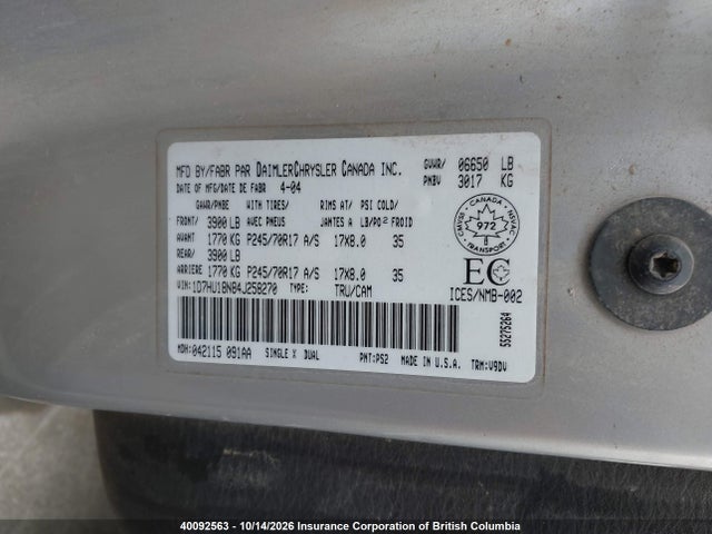 Продажа на аукционе авто 2004 Dodge Ram 1500 St/slt, vin: 1D7HU18N84J258270, номер лота: 40092563