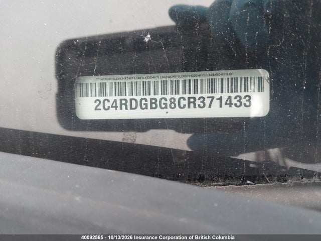 40092565 :رقم المزاد ، 2C4RDGBG8CR371433 vin ، 2012 Dodge Grand Caravan Se مزاد بيع