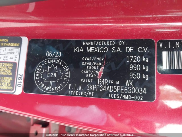 Aukcja sprzedaży 2023 Kia Forte, vin: 3KPF34AD5PE650034, numer aukcji: 40092601