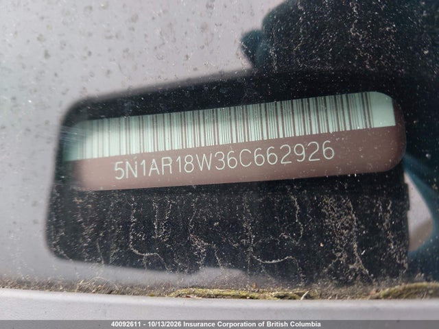 40092611 :رقم المزاد ، 5N1AR18W36C662926 vin ، 2006 Nissan Pathfinder Le/se/xe مزاد بيع