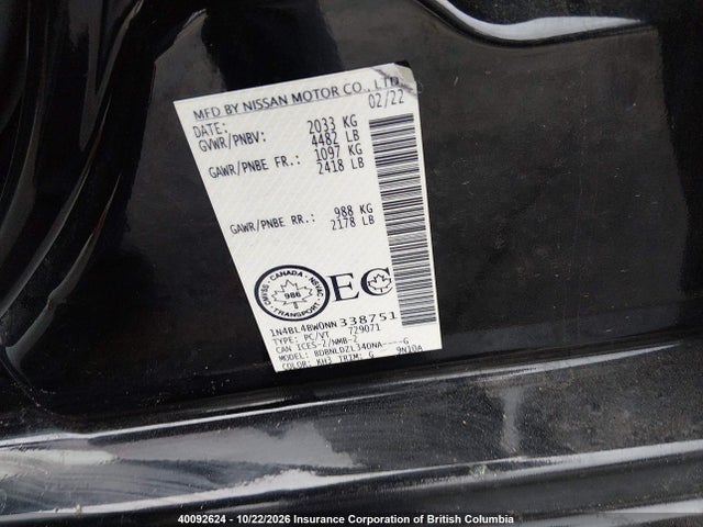 Nissan ALTIMA S 2022 1N4BL4BW0NN338751 Image 9