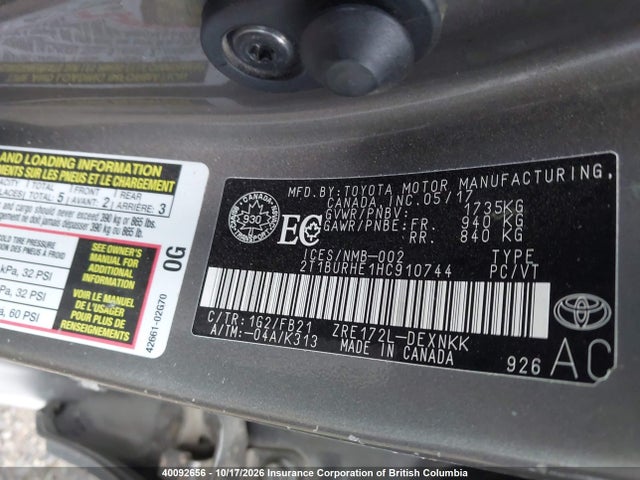 2T1BURHE1HC910744 Toyota Corolla L/le/xle/se/xse