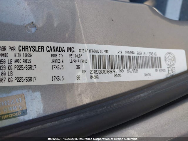 Aukcja sprzedaży 2013 Dodge Grand Caravan Se, vin: 2C4RDGBG8DR666761, numer aukcji: 40092659