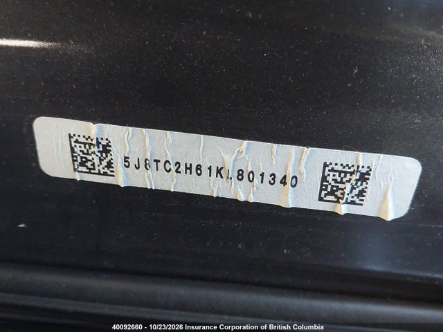 Продаж на аукціоні авто 2019 Acura Rdx, vin: 5J8TC2H61KL801340, номер лоту: 40092660
