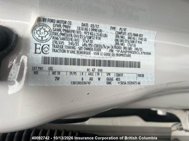 Продаж на аукціоні авто 2012 Ford Focus, vin: 1FAHP3M25CL376309, номер лоту: 40092742