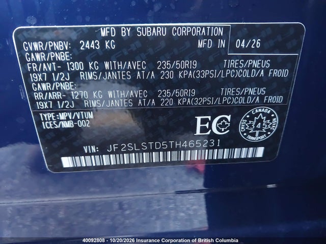 Subaru Forester Touring 2026 JF2SLSTD5TH465231 Image 19