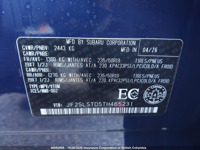 Subaru Forester Touring 2026 JF2SLSTD5TH465231 Image 9