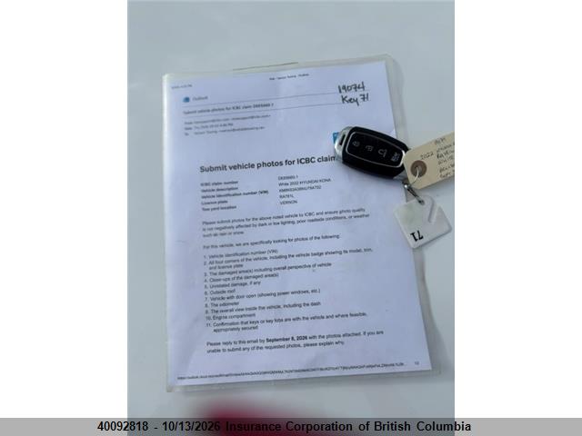 40092818 :رقم المزاد ، KM8K63A38NU784702 vin ، 2022 Hyundai Kona مزاد بيع