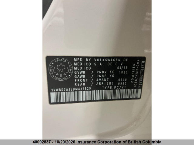 Продаж на аукціоні авто 2013 Volkswagen Jetta, vin: 3VWBK7AJ5DM436829, номер лоту: 40092837