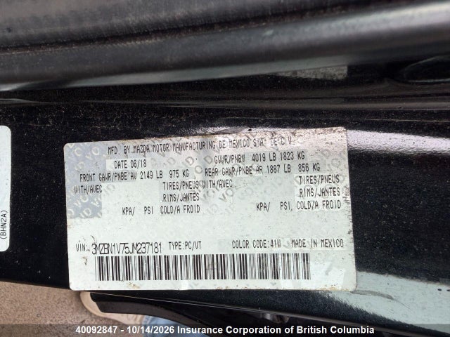 Продаж на аукціоні авто 2018 Mazda 3 Gs, vin: 3MZBN1V75JM237181, номер лоту: 40092847