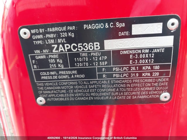 Vespa Sprint 2019 ZAPC536B1K5201743 Image 10