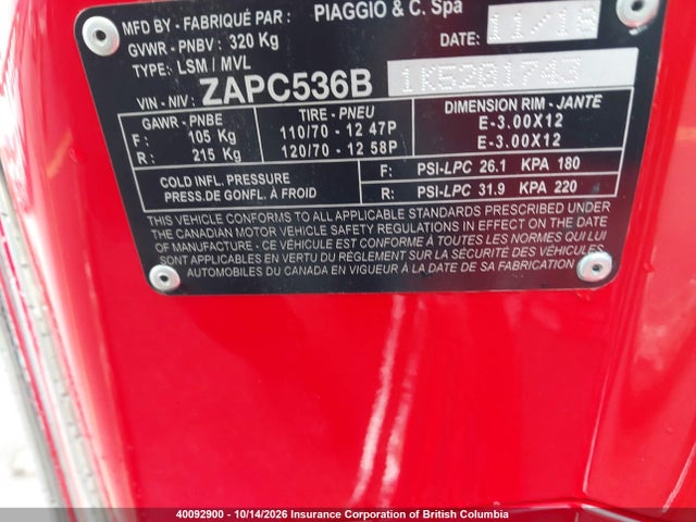 Vespa Sprint 2019 ZAPC536B1K5201743 Image 13