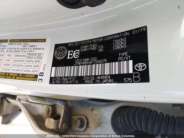 JTNKHMBX4K1034275 Toyota C-hr Xle/le/limited