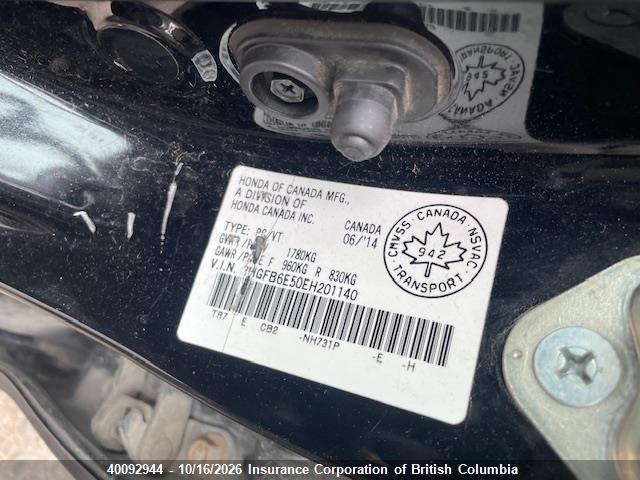 Honda Civic 2014 2HGFB6E50EH201140 Image 11
