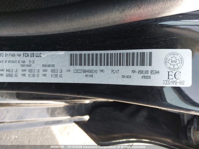 Продажа на аукционе авто 2017 Chrysler 200 Lx, vin: 1C3CCCFB8HN502143, номер лота: 40088700