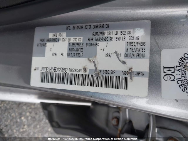 40093021 :رقم المزاد ، JM1DE1HYXB0127683 vin ، 2011 Mazda Mazda2 مزاد بيع