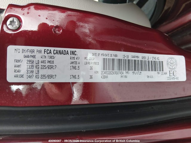 Dodge Grand Caravan Se 2019 2C4RDGBG5KR607454 Image 9