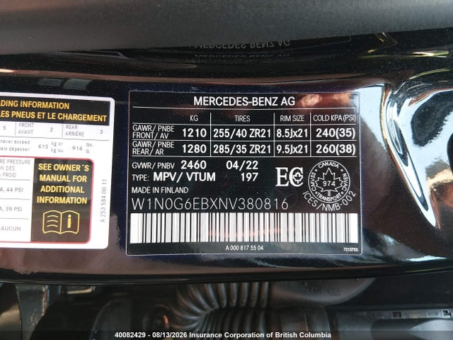 W1N0G6EBXNV380816 Mercedes-Benz Glc 43 4matic Amg