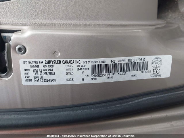 40085941 :رقم المزاد ، 2C4RDGBG1DR501828 vin ، 2013 Dodge Grand Caravan Se مزاد بيع