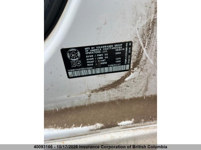 Volkswagen PASSAT SE 2017 1VWBT7A37HC015992 Image 10